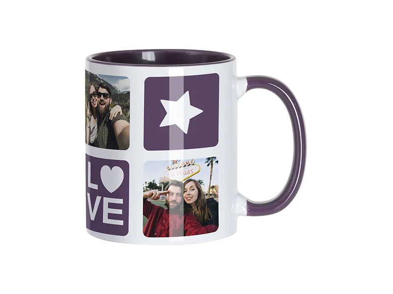 Sublimation Blanks 11oz Inner/Handle Color Mug Starry Purple