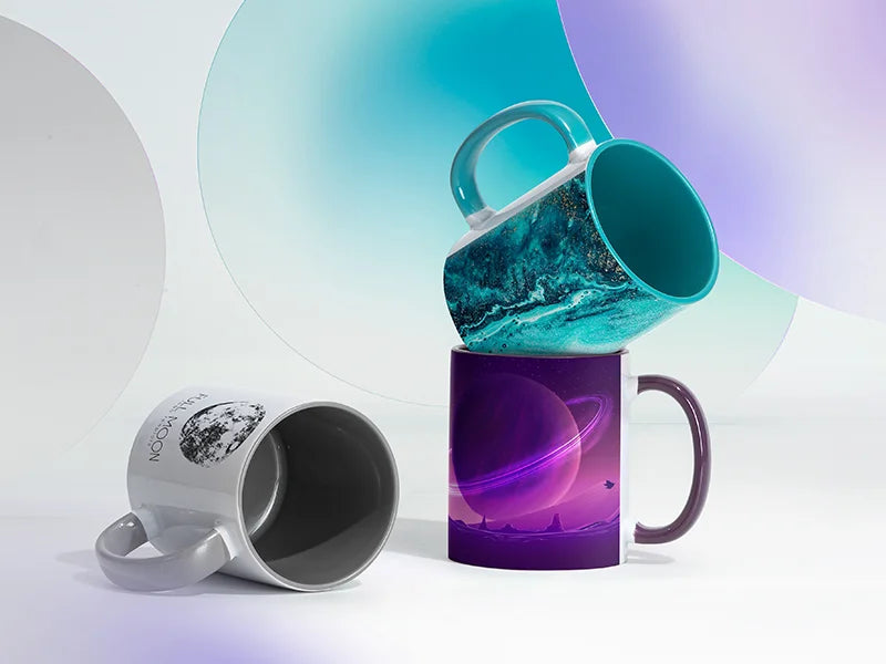 Sublimation Blanks 11oz Inner/Handle Color Mug Starry Purple