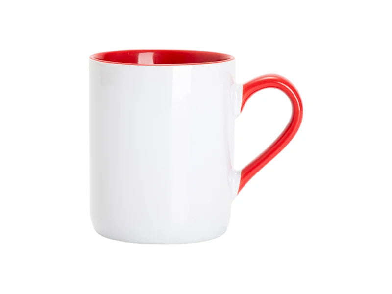 Sublimation 11oz Inner Handle Color Mugs w/ Curved Bottom (Red)