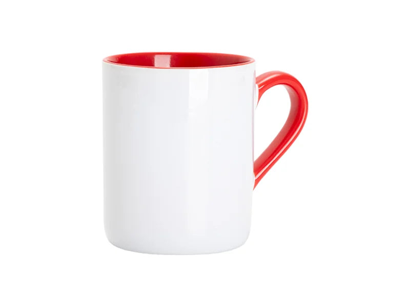 Sublimation 11oz Inner Handle Color Mugs w/ Curved Bottom (Red)
