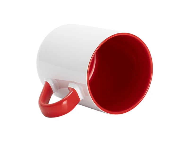 Sublimation 11oz Inner Handle Color Mugs w/ Curved Bottom (Red)