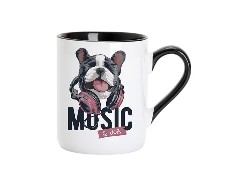 Sublimation 11oz Inner Handle Color Mugs w/ Curved Bottom (Black)