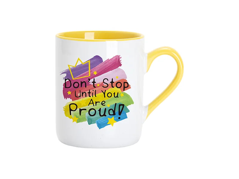 Sublimation 11oz Inner Handle Color Mugs w/ Curved Bottom (Yellow)