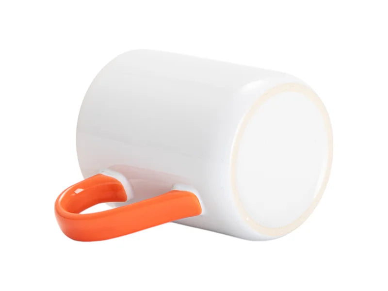 Sublimation 11oz Inner Handle Color Mugs w/ Curved Bottom (Orange)
