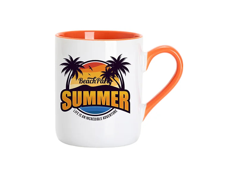 Sublimation 11oz Inner Handle Color Mugs w/ Curved Bottom (Orange)