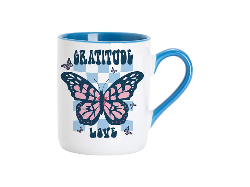 Sublimation 11oz Inner Handle Color Mugs w/ Curved Bottom (Light Blue)