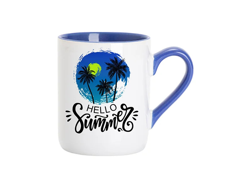 Sublimation 11oz Inner Handle Color Mugs w/ Curved Bottom (Medium Blue)