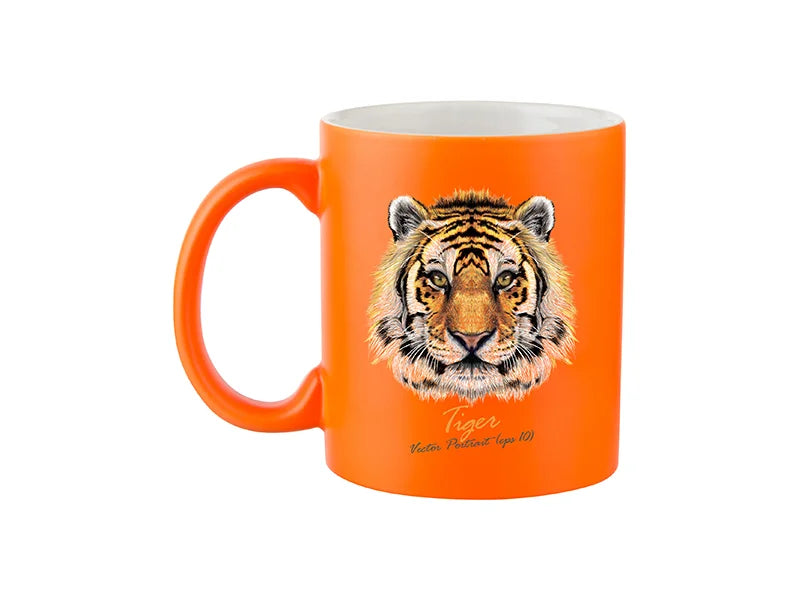 Sublimation 11oz Fluorescent Mug(Frosted, Reddish Orange)