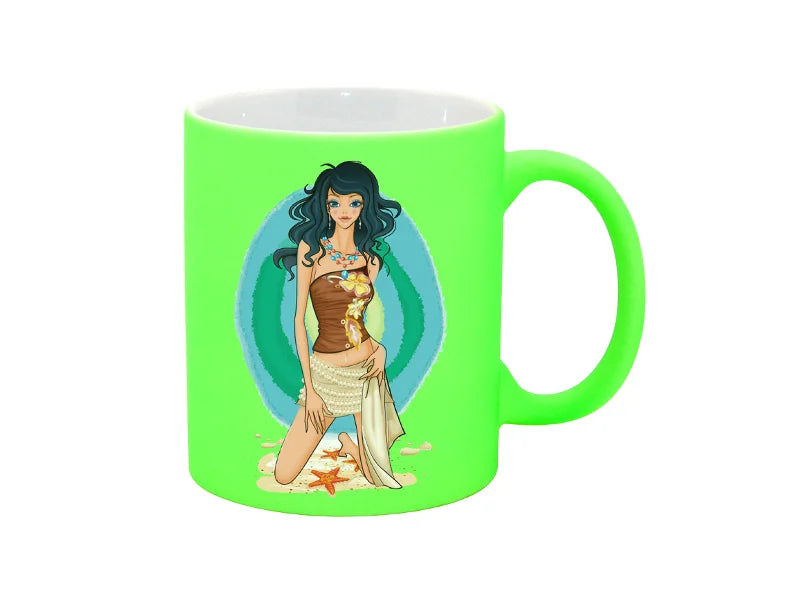 Sublimation 11oz Fluorescent Mug(Frosted, Bright Green)