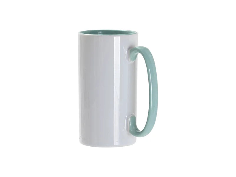 Sublimation Blanks 12.8oz/380ml Inner/Handle Color Skinny Tall Mug-Mint Green