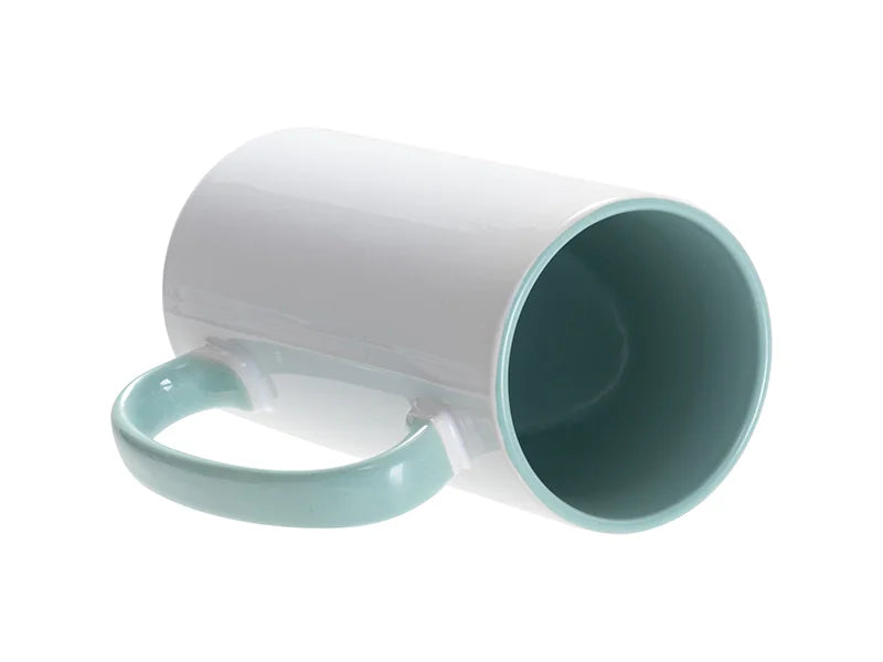 Sublimation Blanks 12.8oz/380ml Inner/Handle Color Skinny Tall Mug-Mint Green