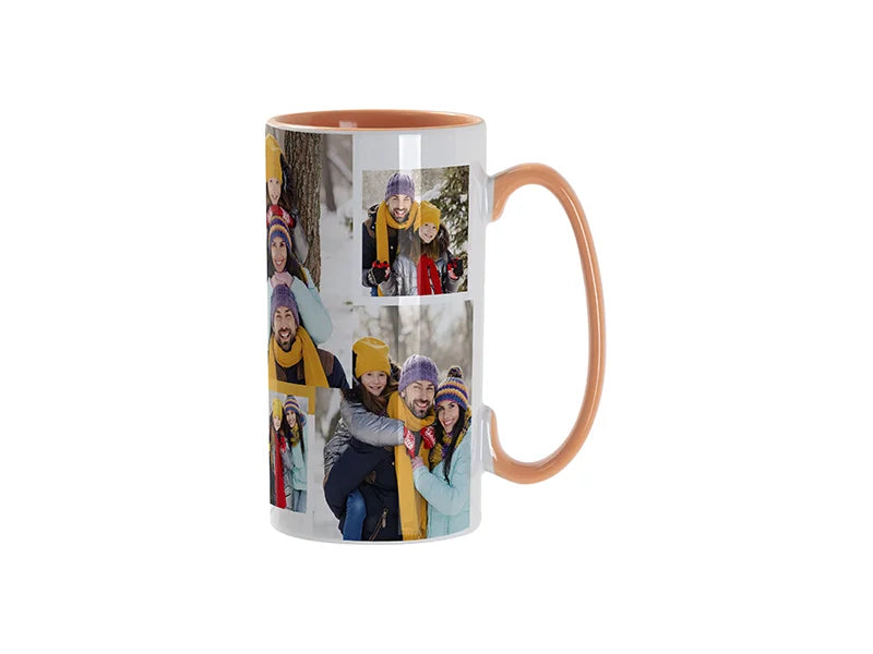 Sublimation Blanks 12.8oz/380ml Inner/Handle Color Skinny Tall Mug-Orange