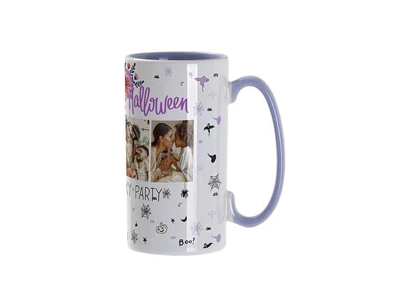 Sublimation Blanks 12.8oz/380ml Inner/Handle Color Skinny Tall Mug-Light Purple