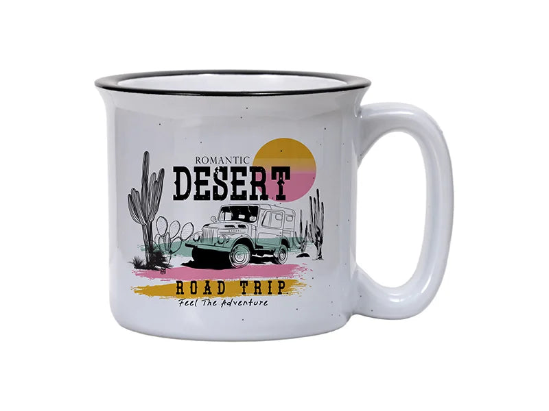 13oz/400ml Sublimation Ceramic Enamel Mug (Light Grey Pattern)