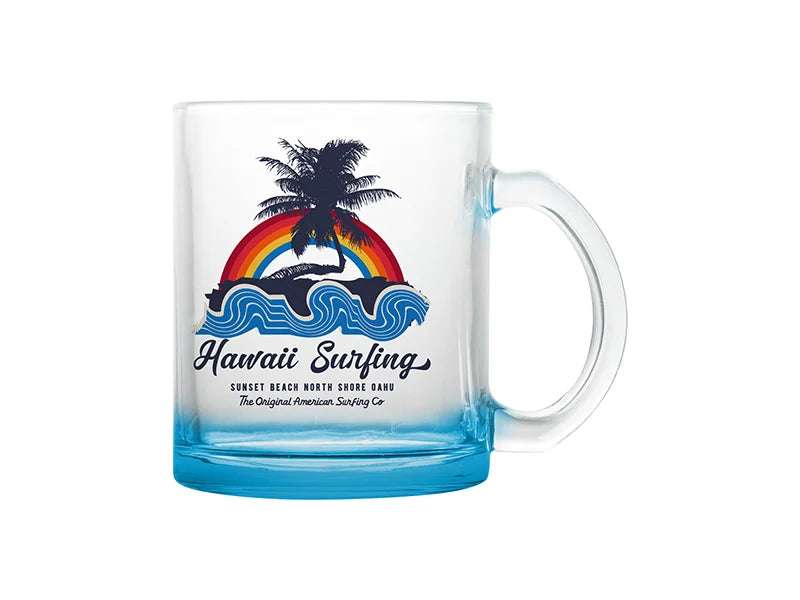 11oz Sublimation Blanks Clear Glass Mugs(Light Blue Bottom)