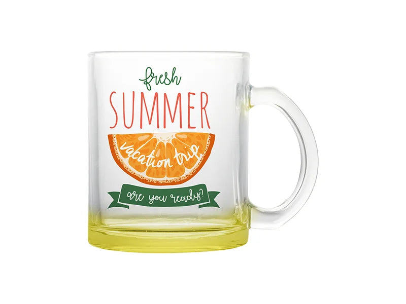 11oz Sublimation Blanks Clear Glass Mugs(Lemon Yellow Bottom)
