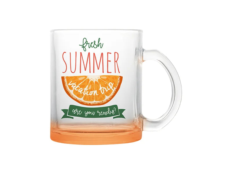 11oz Sublimation Blanks Clear Glass Mugs(Orange Bottom)