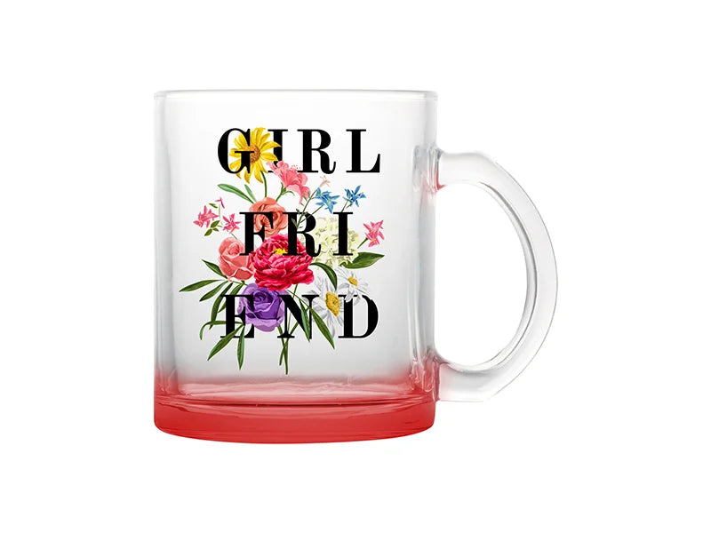11oz Sublimation Blanks Clear Glass Mugs(Red Bottom)