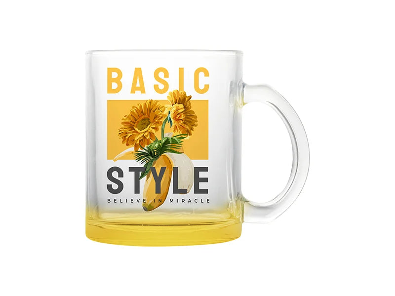 11oz Sublimation Blanks Clear Glass Mugs(Yellow Bottom)