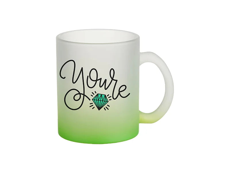 Sublimation 11oz Glass Mugs Gradient Green