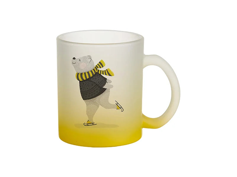 Sublimation 11oz Glass Mugs Gradient Yellow