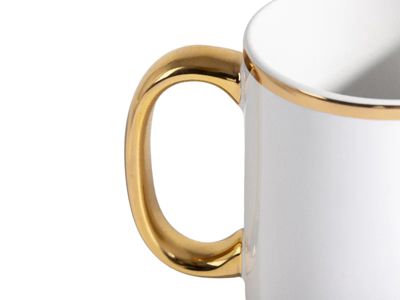 Sublimation 15oz White Mug with Gold Metallic Handle