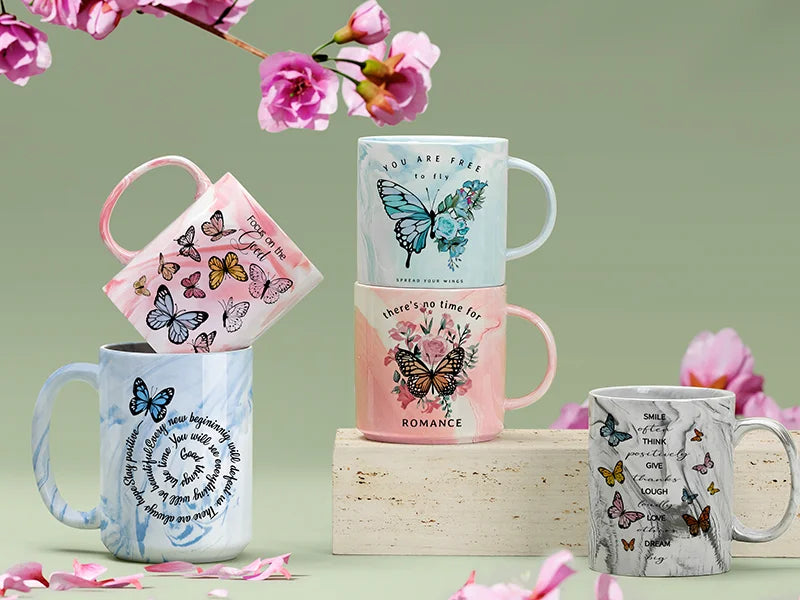 Sublimation Blanks 15oz Sublimation Marble Texture Mug (Blue)