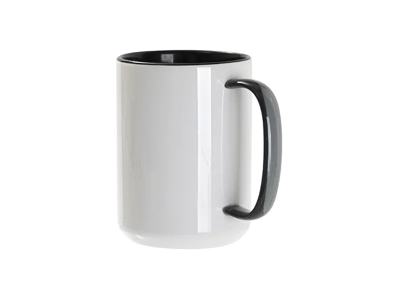 Sublimation Blanks 15oz Two-Tone Color Mug-Black (Black Glass Handle)