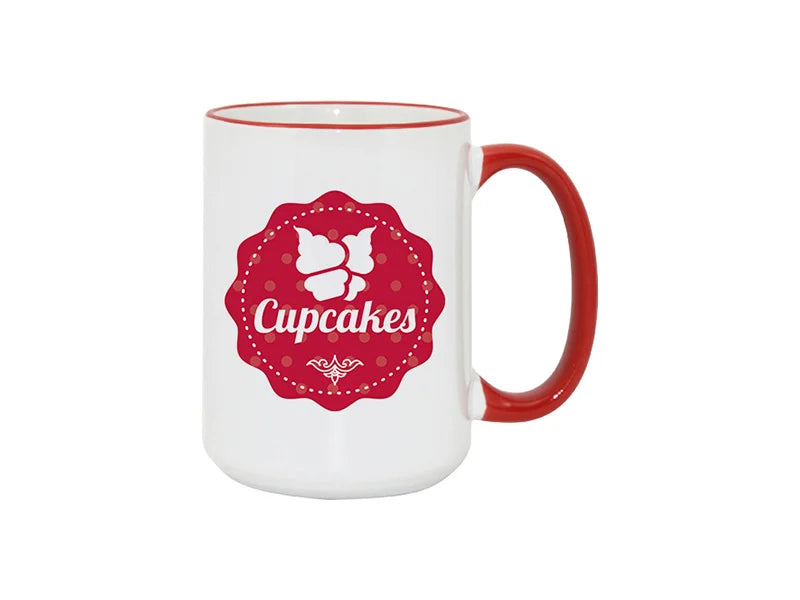 Sublimation 15oz Rim/Handle Mugs - Red