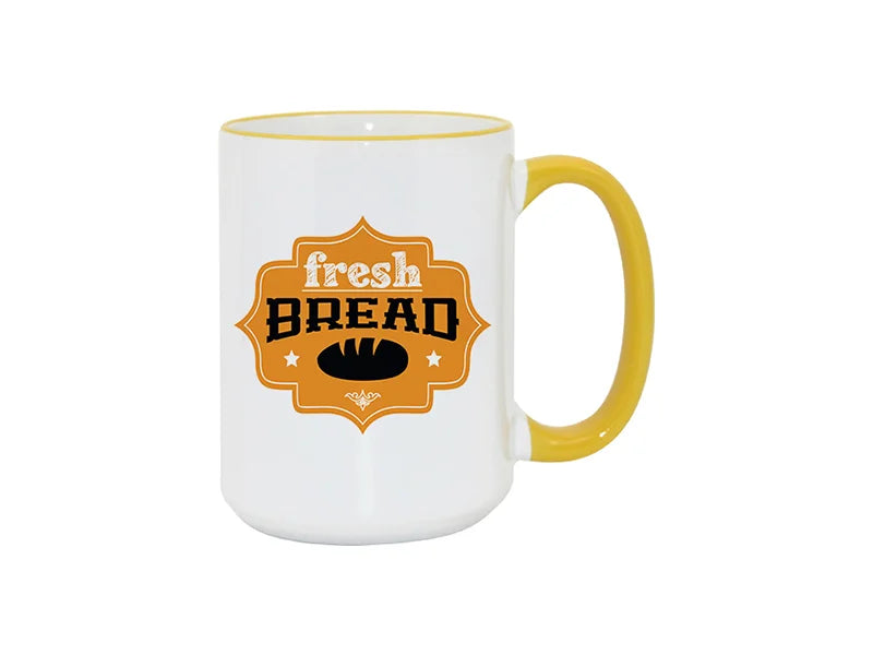 Sublimation 15oz Rim/Handle Mugs - Yellow