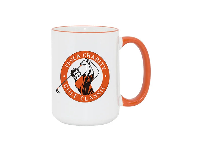 Sublimation 15oz Rim/Handle Mugs - Orange