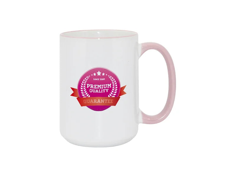 Sublimation 15oz Rim/Handle Mugs - Pink