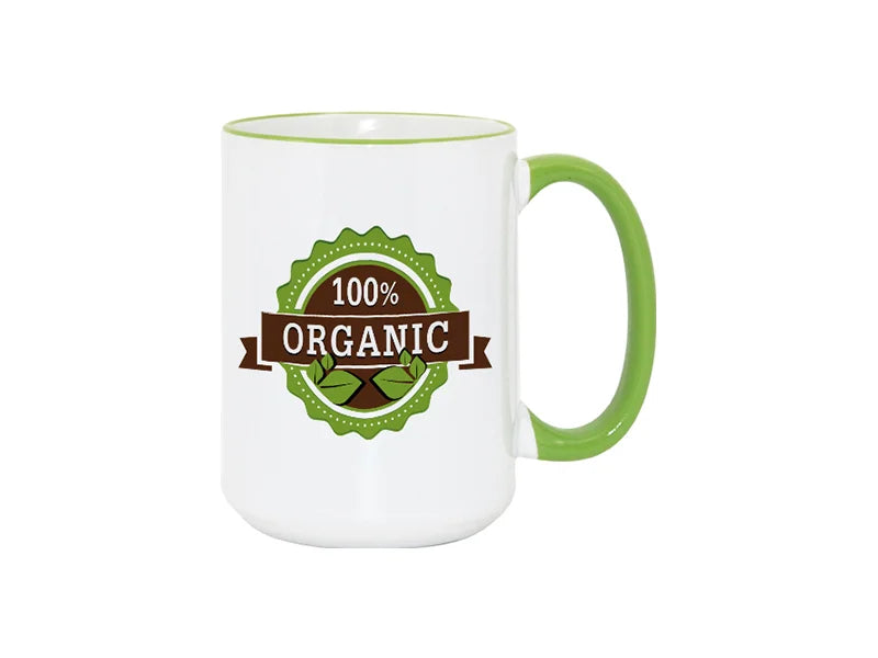 Sublimation 15oz Rim/Handle Mugs - Light Green