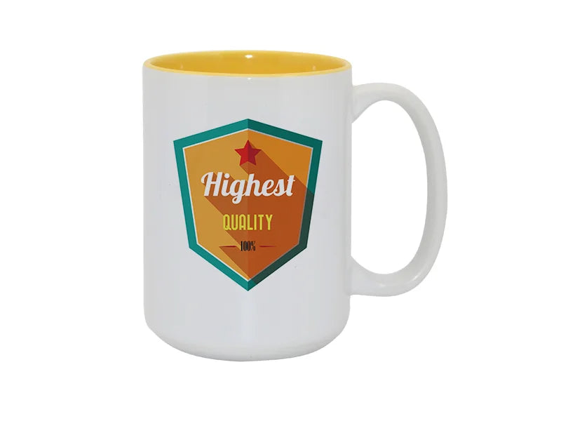 Sublimation 15oz Two-Tone Color Mugs - Yellow