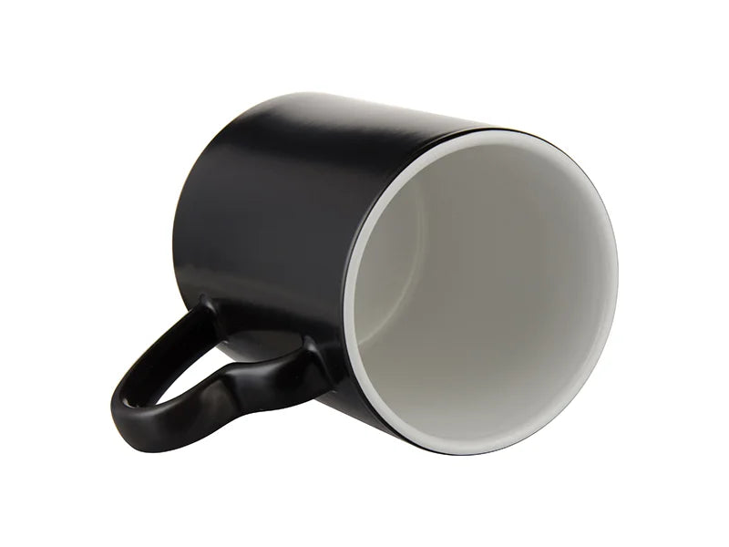 Sublimation 11oz Full Color Change Mug with Heart Handle (Semi Glossy, Black)