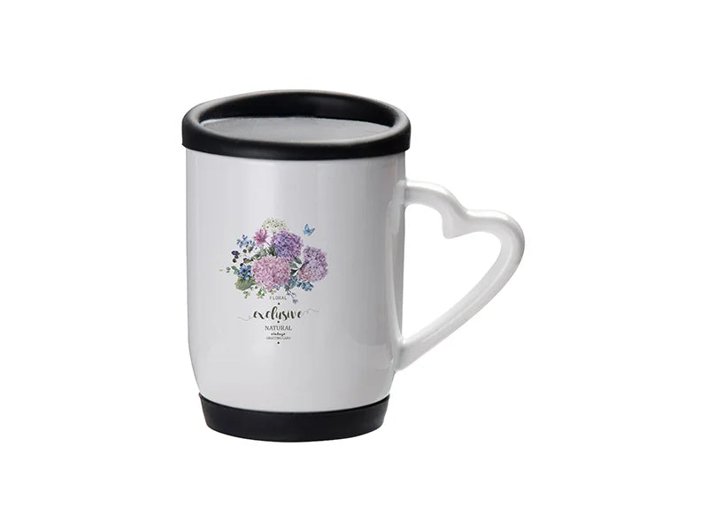 Sublimation 12oz/360ml Ceramic Mug w/ Silicon Lid and Base (Black)