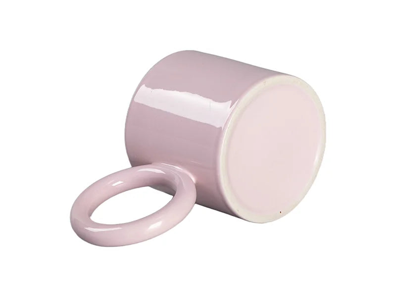 Sublimation 9oz/280ml Full Pink Mug with Donut Handle