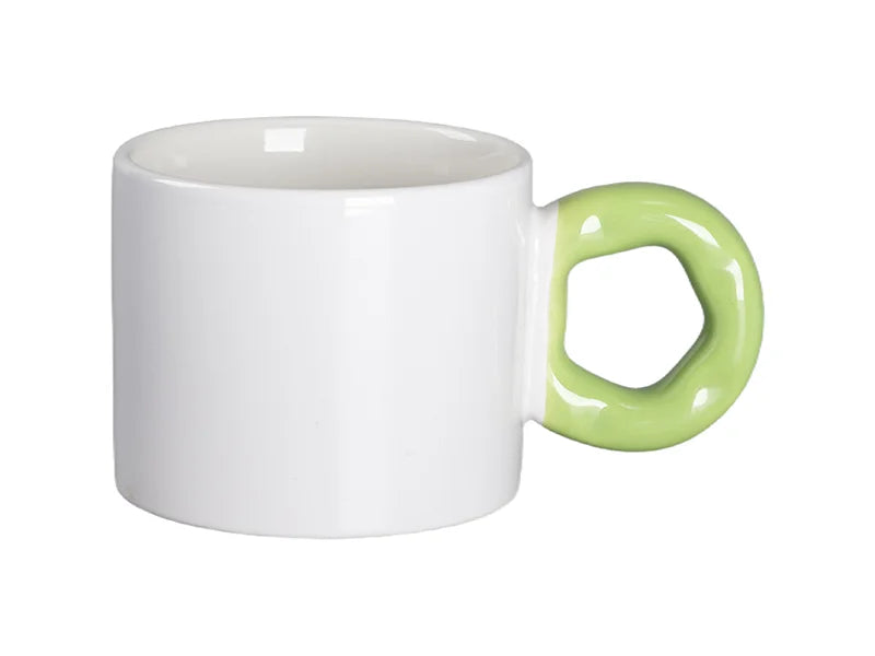 Sublimation 9oz/280ml White Mug with Green Donut Handle
