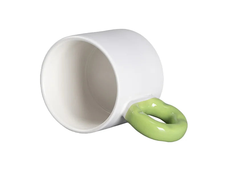 Sublimation 9oz/280ml White Mug with Green Donut Handle