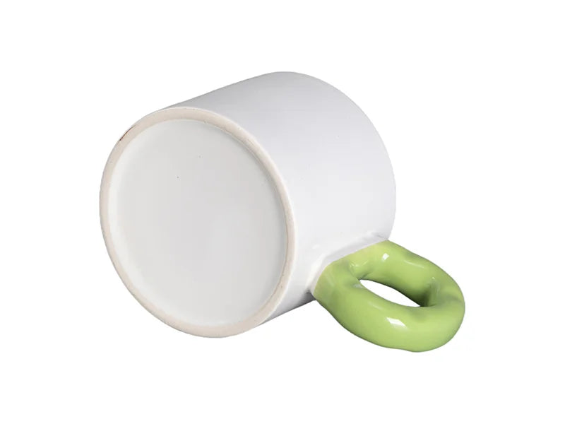 Sublimation 9oz/280ml White Mug with Green Donut Handle