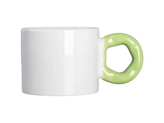 Sublimation 9oz/280ml White Mug with Green Donut Handle