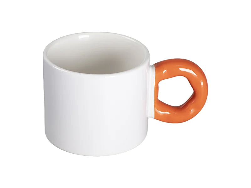 Sublimation 9oz/280ml White Mug with Orange Donut Handle