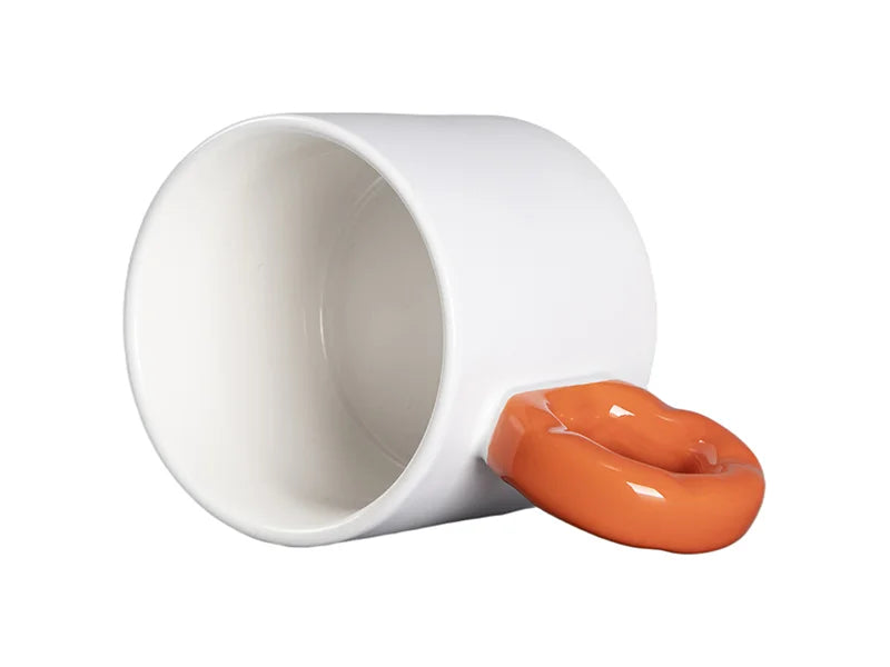 Sublimation 9oz/280ml White Mug with Orange Donut Handle
