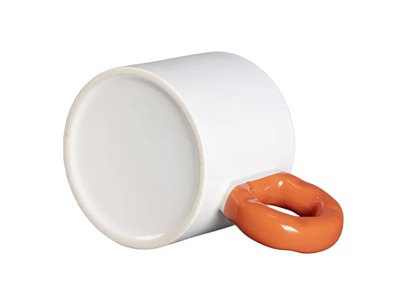 Sublimation 9oz/280ml White Mug with Orange Donut Handle