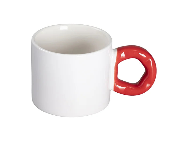 Sublimation 9oz/280ml White Mug with Red Donut Handle