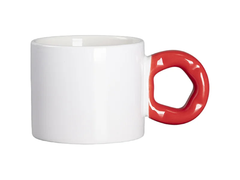Sublimation 9oz/280ml White Mug with Red Donut Handle