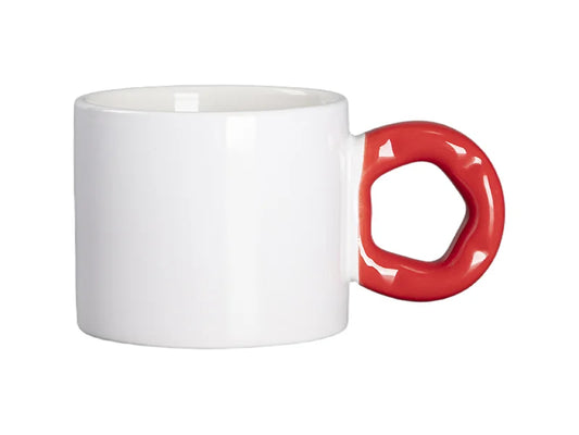 Sublimation 9oz/280ml White Mug with Red Donut Handle