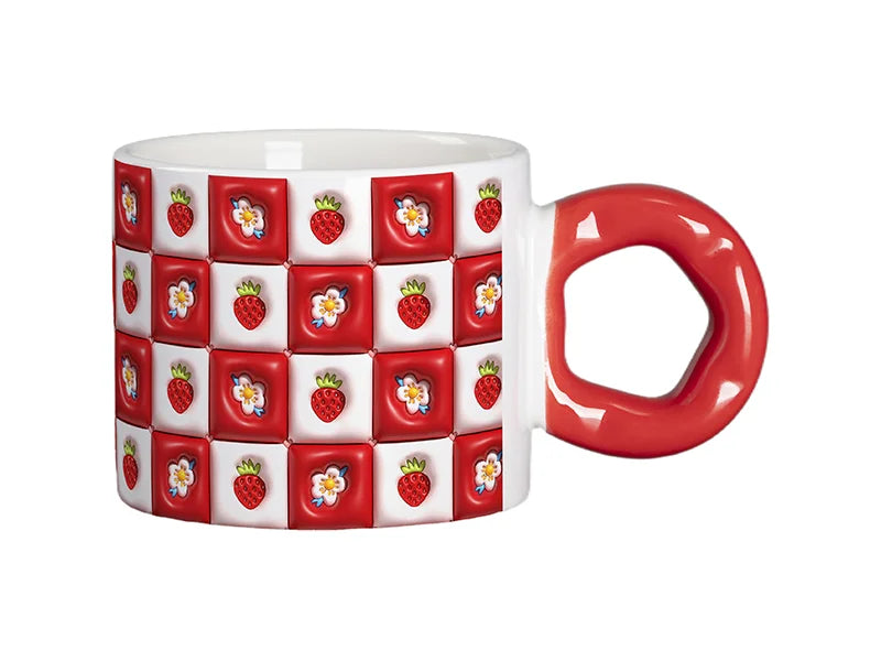 Sublimation 9oz/280ml White Mug with Red Donut Handle