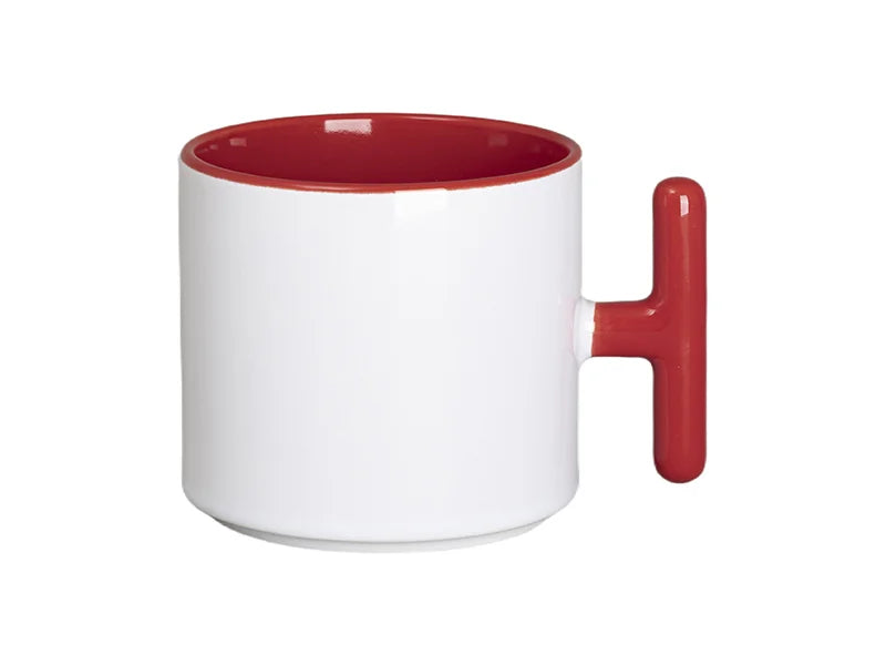 Sublimation 9oz Inner T-Handle Color Mug (Red)