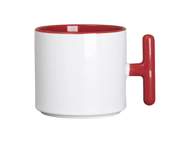 Sublimation 9oz Inner T-Handle Color Mug (Red)